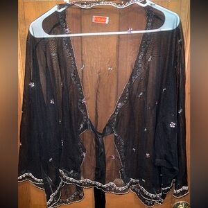 boho mesh & beaded cachique cardigan